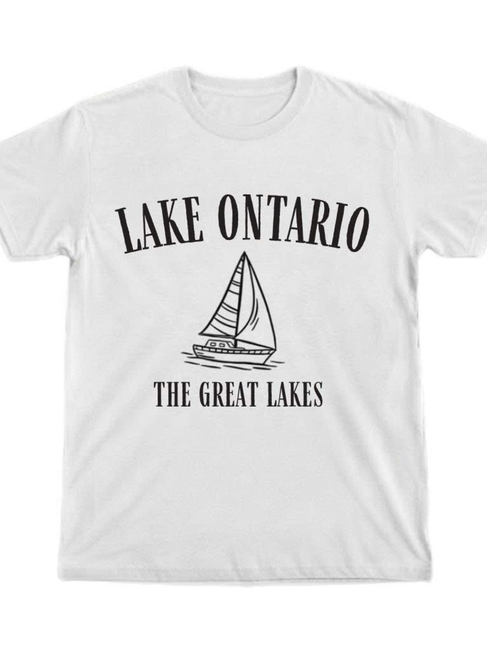 Gildan White T-Shirt with Black Lake Ontario Graphic Tee
